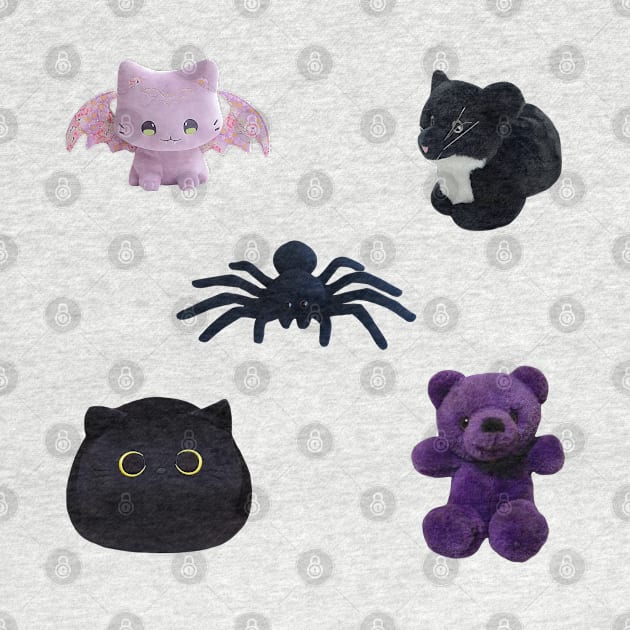 Purple Goth Kawaii Plushies Sticker Pack by casserolestan